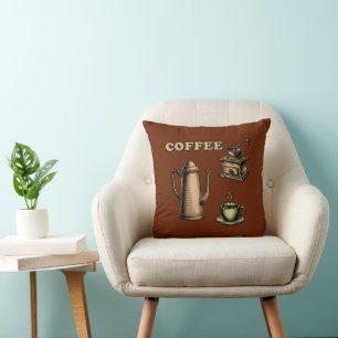 Retro Coffee Cafe Pattern Cushion