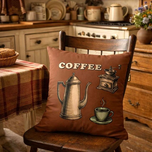 Retro Coffee Cafe Pattern Cushion (Creator Uploaded)