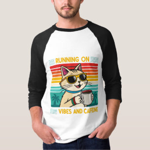 Retro Coffee Cat Vibes - Caffeine Lover Men's T-Shirt