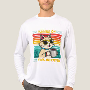 Retro Coffee Cat Vibes - Caffeine Lover Men's Tri-Blend Shirt