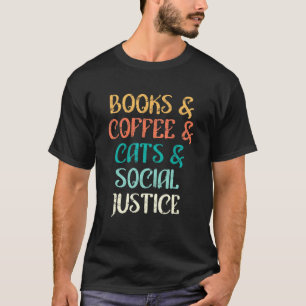 Retro Coffee Cats Cat Owners Books T-Shirt
