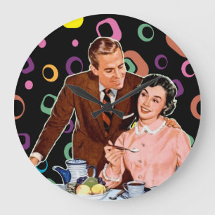 RETRO COFFEE COUPLE KITSCH  CLOCK
