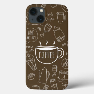 Retro Coffee Cup Pattern Mug – Perfect for Barista iPhone 13 Case