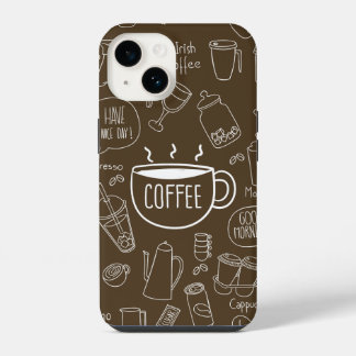Retro Coffee Cup Pattern Mug – Perfect for Barista iPhone 14 Case