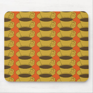 Retro Coffee Cups on orange mousepad