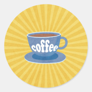Retro Coffee Design Classic Round Sticker