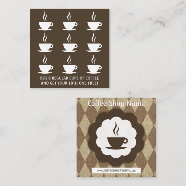 retro coffee diamond loyalty punch card (Front/Back)