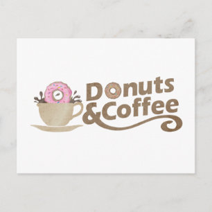 Retro Coffee & Doughnuts Postcard