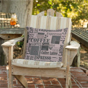 retro coffee kitchen pattern for espresso latte cushion