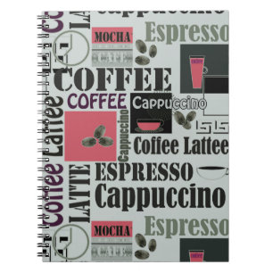 retro coffee kitchen pattern for espresso latte  notebook