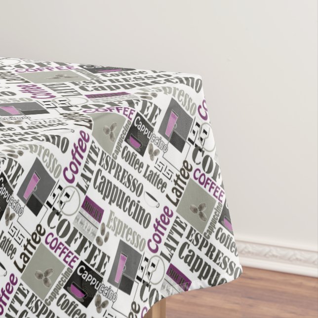 retro coffee kitchen pattern for espresso latte  tablecloth (In Situ)