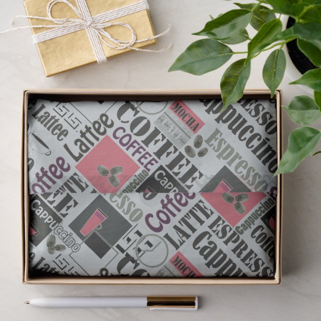 retro coffee kitchen pattern for espresso latte  tissue paper (Gift)