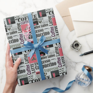 retro coffee kitchen pattern for espresso latte wrapping paper