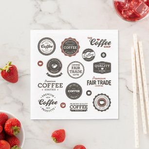 Retro Coffee Labels Napkins