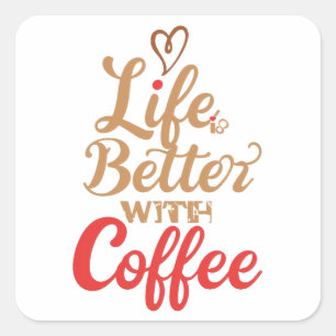 Retro Coffee Lover Typography Square Sticker
