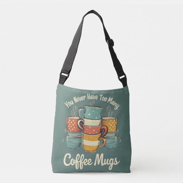Retro Coffee Mug Stack Illustration Crossbody Bag (Front)