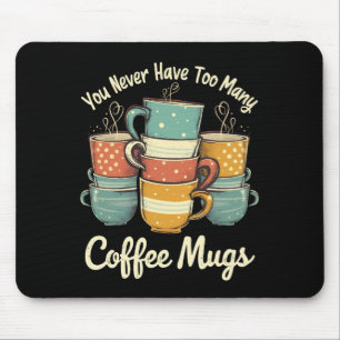 Retro Coffee Mug Stack Vintage Design Mouse Pad
