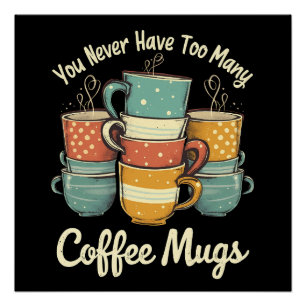 Retro Coffee Mug Stack Vintage Design Poster