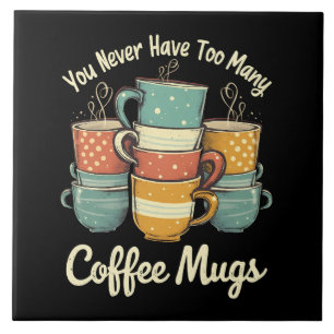 Retro Coffee Mug Stack Vintage Design Tile