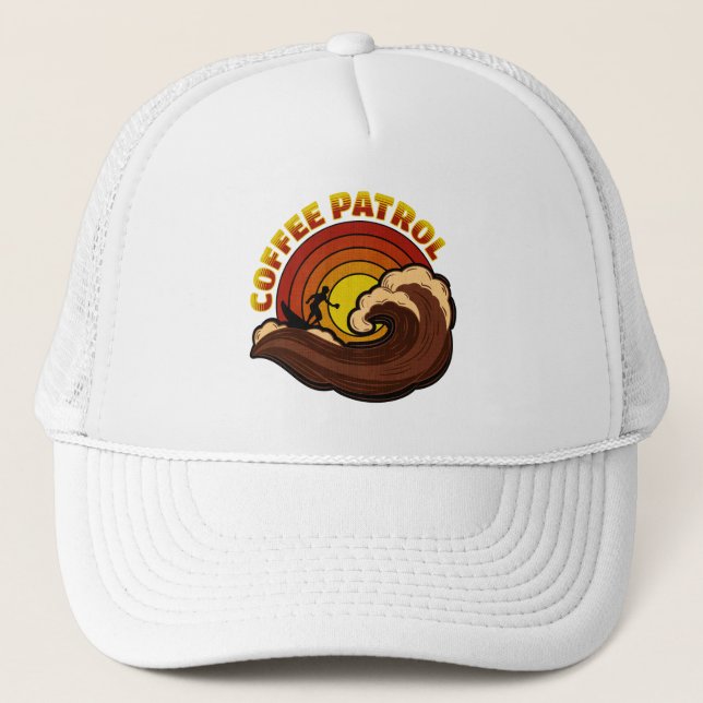 Retro Coffee Patrol Trucker Hat (Front)