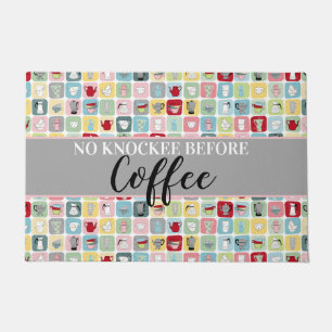 Retro Coffee Pots and Cups Pattern Doormat