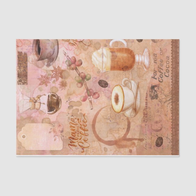 Retro Coffee Shabby Chic Decoupage Tissue Paper (Front)