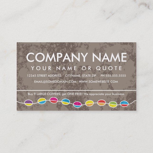 retro COFFEE shapes customer loyalty Card (Back)