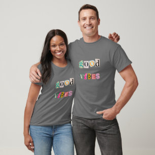 Retro Collage Good Vibes Typography Design T-Shirt