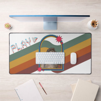 Retro Collage Mixed Media Colourful Nostalgia Desk Mat