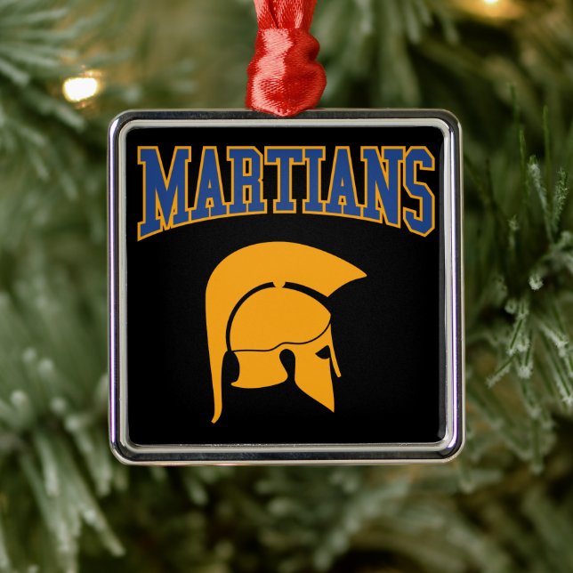Retro College Blue Orange Martians Sport Metal Tree Decoration (Tree)
