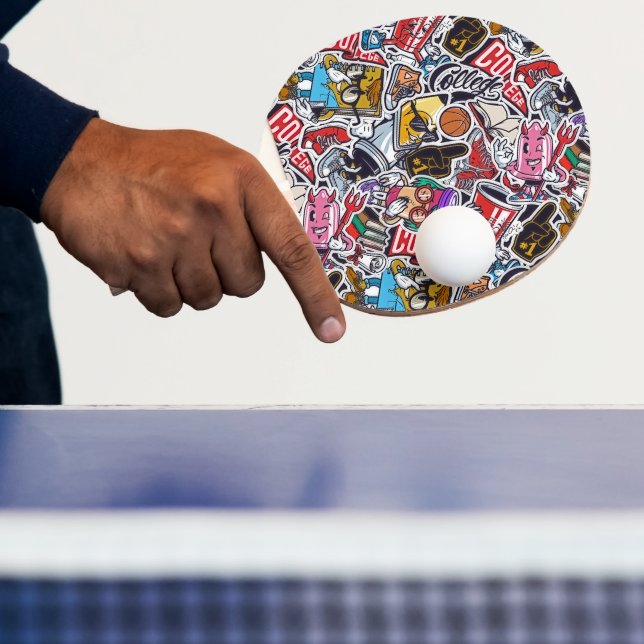 Retro College Vibes Ping Pong Paddle (Insitu)