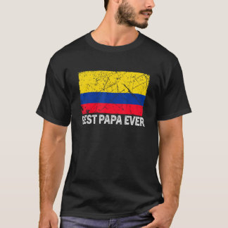 Retro Colombia Flag Best Papa Ever  Father's Day T-Shirt