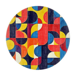 Retro Color Block Geometry Art Cutting Board