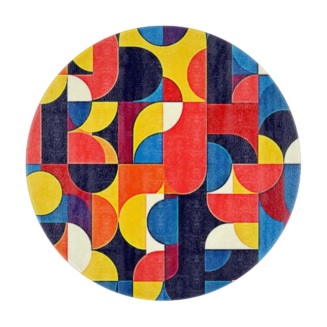 Retro Color Block Geometry Art Cutting Board (Front)