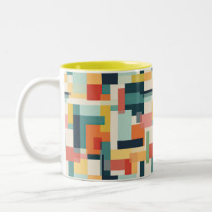 Retro Color Blocks Abstract Mid Century Modern Two-Tone Coffee Mug