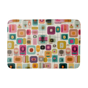 RETRO Color Blocks Mid Century Modern Abstract Art Bath Mat