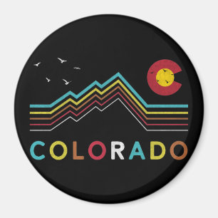 Retro Colorado Flag Rocky Mountain Souvenir Magnet