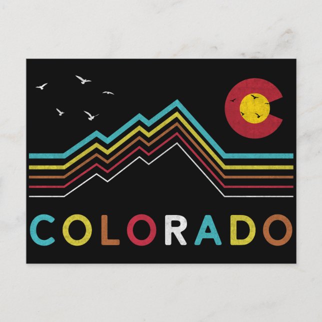 Retro Colorado Flag Rocky Mountain Souvenir Postcard (Front)
