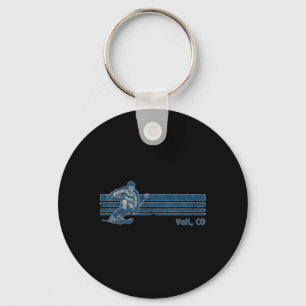 Retro Colorado Vintage Vail Skiing Tee Key Ring