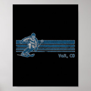 Retro Colorado Vintage Vail Skiing Tee  Poster