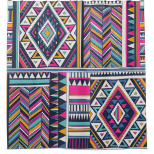 retro colored tribal vintage seamless pattern. azt shower curtain