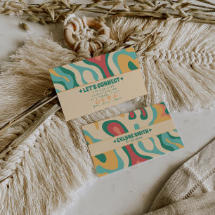 Retro Colorful 70s Boho Groovy Funky Trendy Fun Business Card
