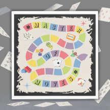 Retro Colorful Board Game Master of Moves Napkins