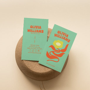 Retro Colorful bold Boho Groovy Floral Trendy Business Card