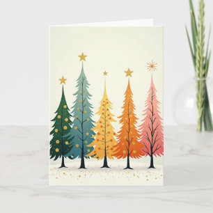 Retro Colorful Christmas Trees Card