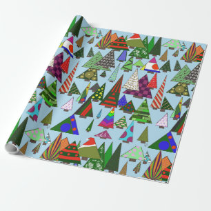 Retro colorful Christmas Trees Wrapping Paper