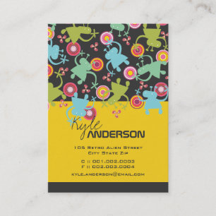 Retro Colorful Fun Cute Boy Cartoon Aliens Pattern Business Card