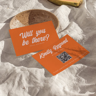 Retro Colorful Fun Funky Bold QR Code Wedding   RSVP Card