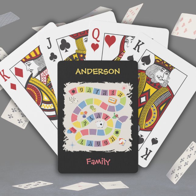 Retro Colorful Game Night Playing Cards (Deal a winning hand with these vibrant, personalized retro board game playing cards!)