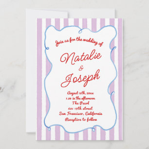 Retro Colorful Hand Written Painted Bold Wedding Invitation